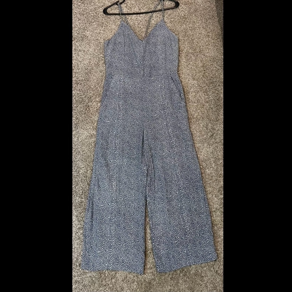 GAP Navy and White Floral Tieback Jumpsuit